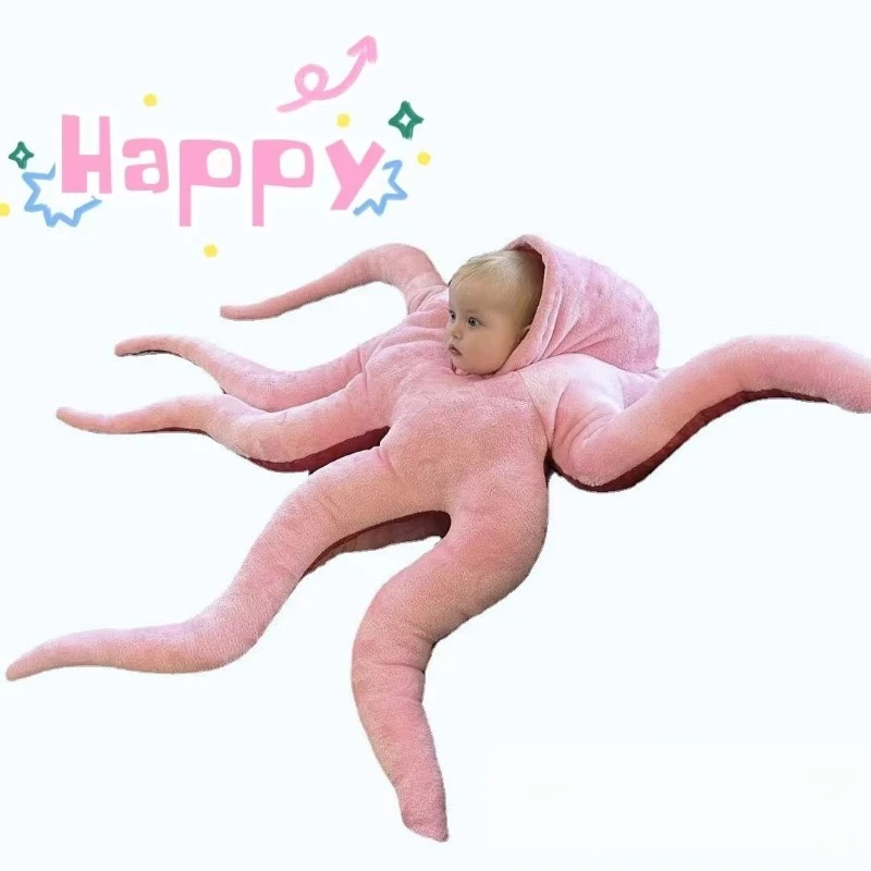 طفل مضحك الأخطبوط تأثيري حلي الوردي العملاق يمكن ارتداؤها الحيوان أفخم لطيف الملابس للبنين بنات فستان حفلة الهالوين