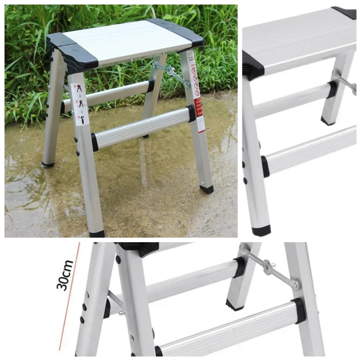 2025 Thickened Folding Small Stool Ladder Fishing Stool Multi-functional Aluminum Alloy Ladder Chair Wearing Children's Step