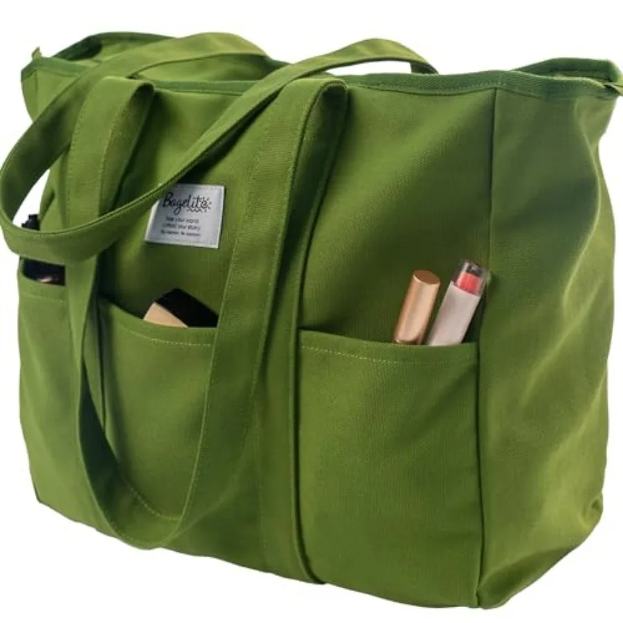

Bagelite Extra Large Canvas Tote for Women Men, Utility Work Bag with Zipper