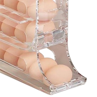 AA73 2Pcs 4 Tiers Egg Holder For Fridge, Automatic Scrolling Dispenser Egg Rack Holder, Storage 30 Egg For Fridge, Kitchen