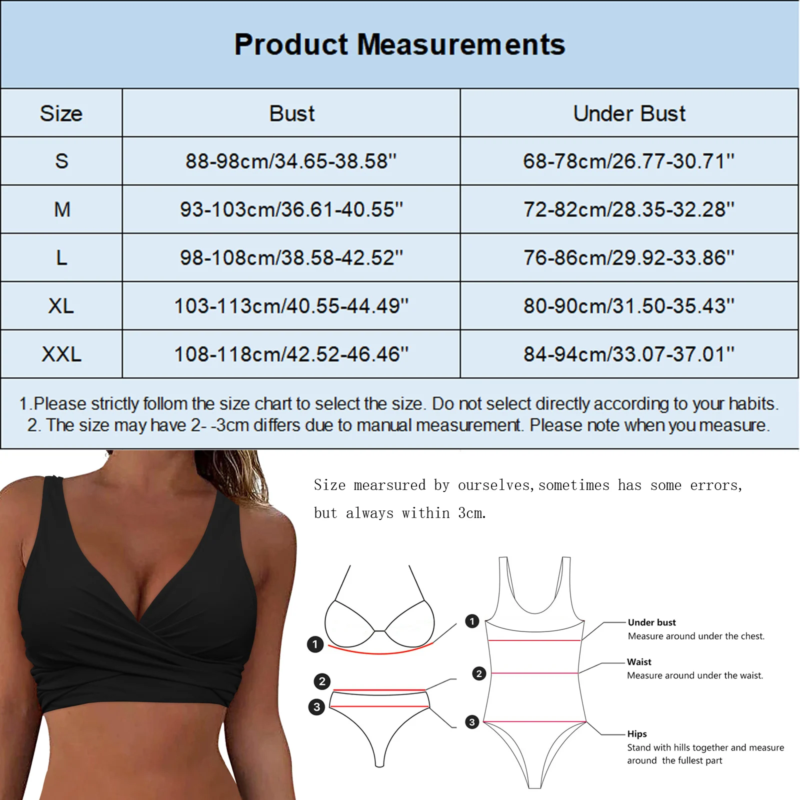 Tops monocromáticos de biquínis de peça única para mulheres, colete push-up, roupa de banho sexy, cabeçada com laço, top sem costas, esporte ruched, decote em V, 2024