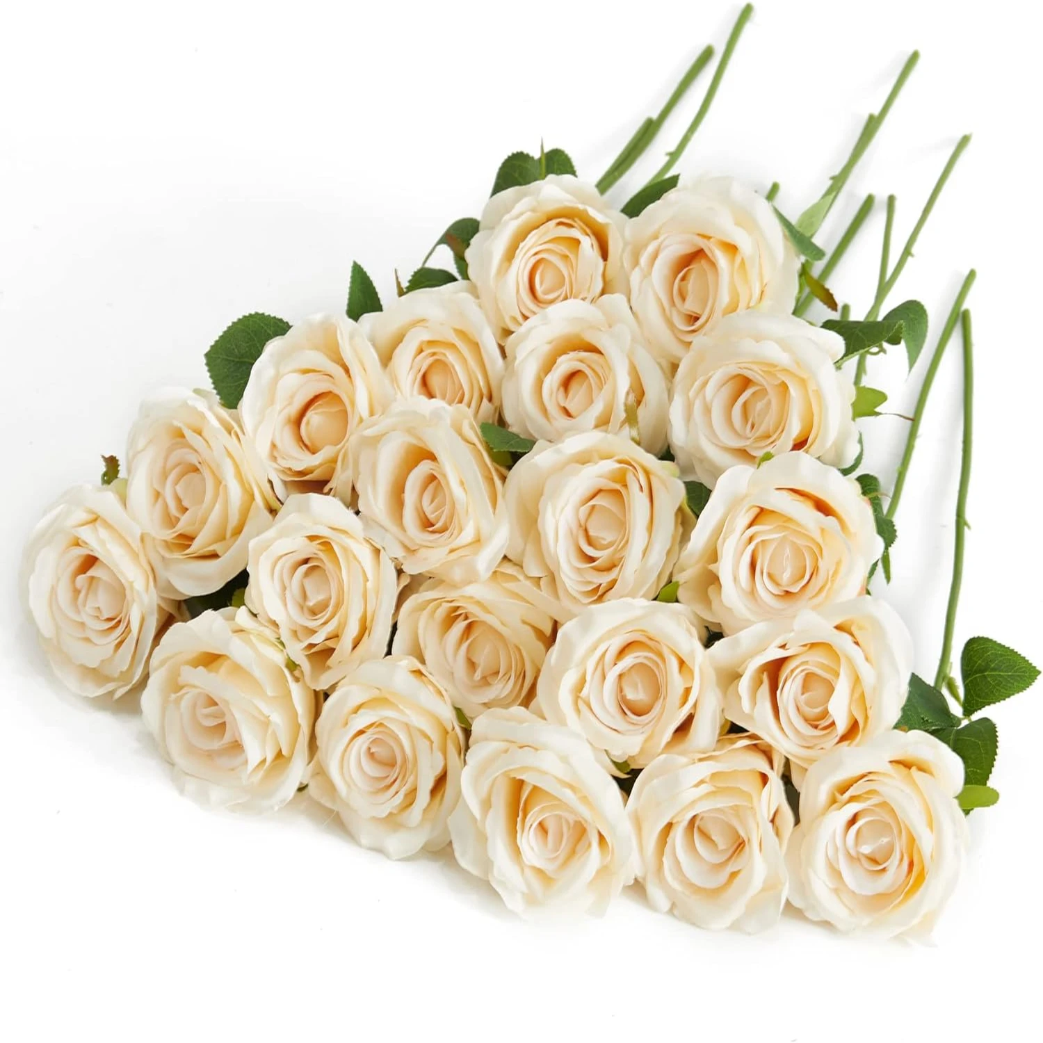 

Elegant and realistic 20PCS silk rose bouquet, perfect for home decor and wedding decoration.