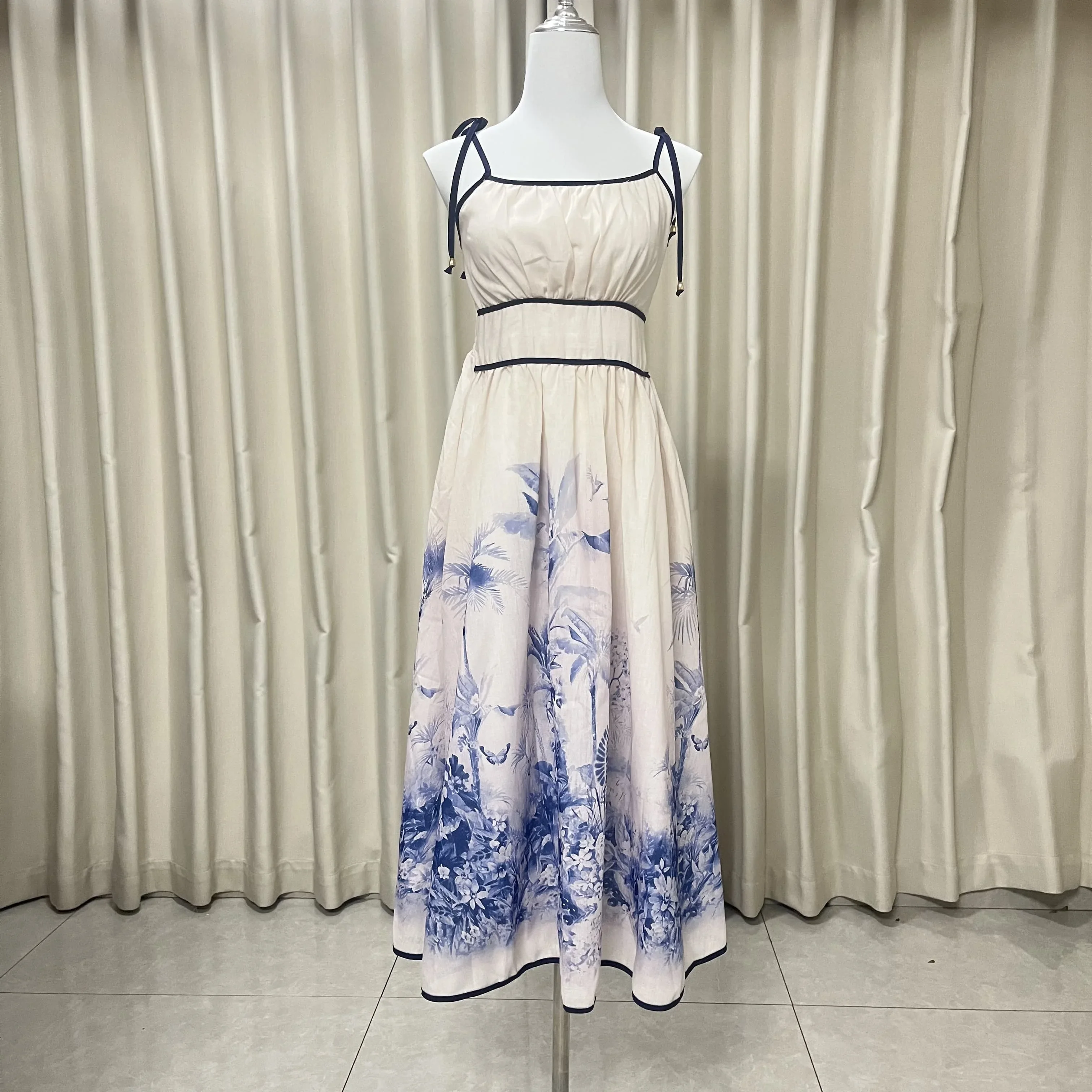 

Women's Dress Floral Linen Elegant Long Dresses Casual Vacation Beach Party Dresses Woman Clothing Summer Skirts for Women 2025