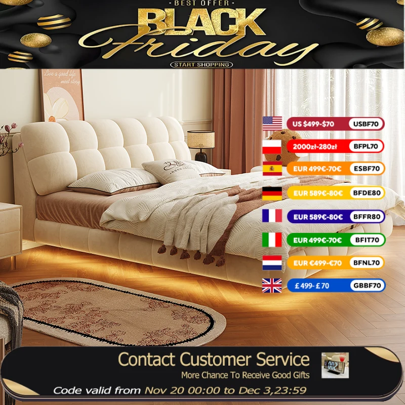 

Headboard Velvet Double Bed Modern Wood White King Size Bedroom Double Bed Bases Full Size Camas Matrimoniales Furniture Home