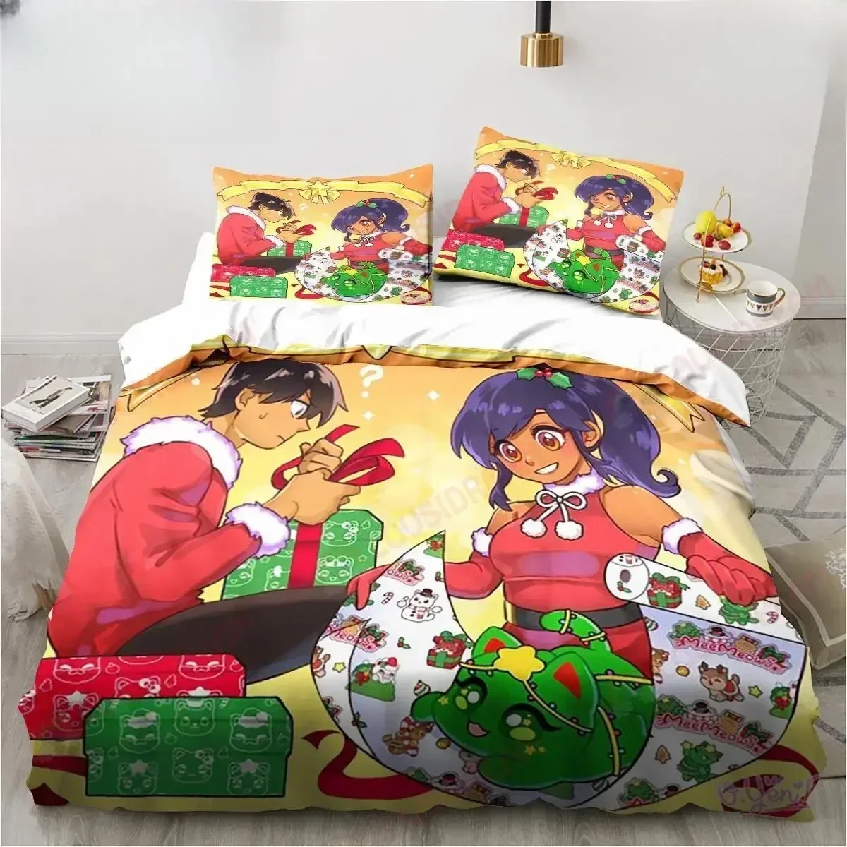 

New Cartoon Game Cute Aphmau with Wings Bedding Set Duvet Cover Sheet Printed Pillowcase Full Queen King Size Comforter Bedroom