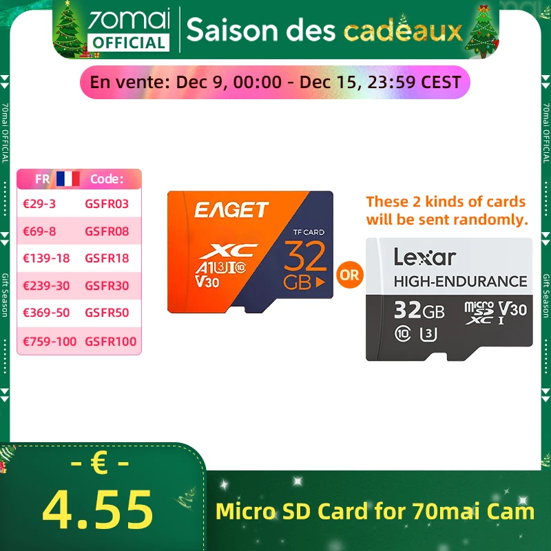 UHS-3 Card 64GB 128GB for 70mai A810 A800S & Micro SD Card 32GB 64GB for 70mai Dash Cam A500S 1S M200 M300 A400 S500