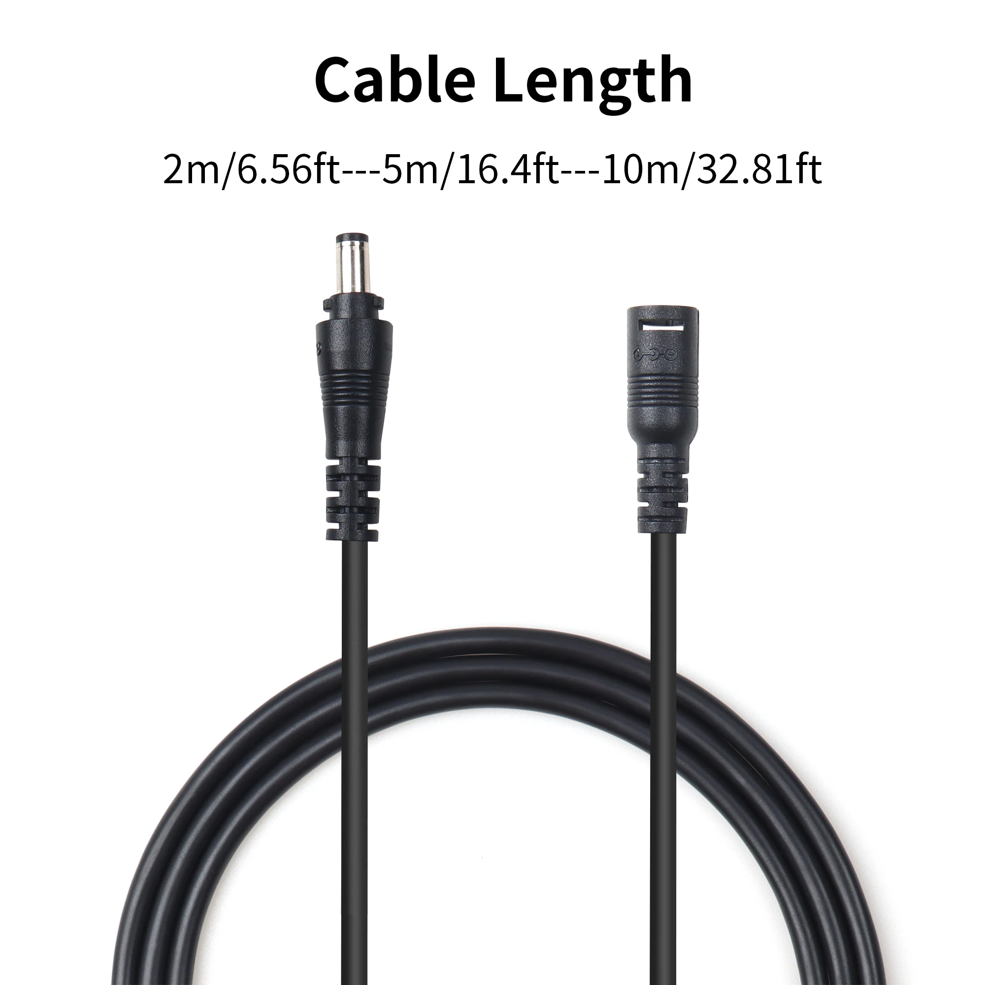 DC With Lock Buckle Power Adapter Extension Cable DC5525 Male(Tuning Fork) to DC5521 Female Power Cord 2M 5M 10M For CCTV Camera