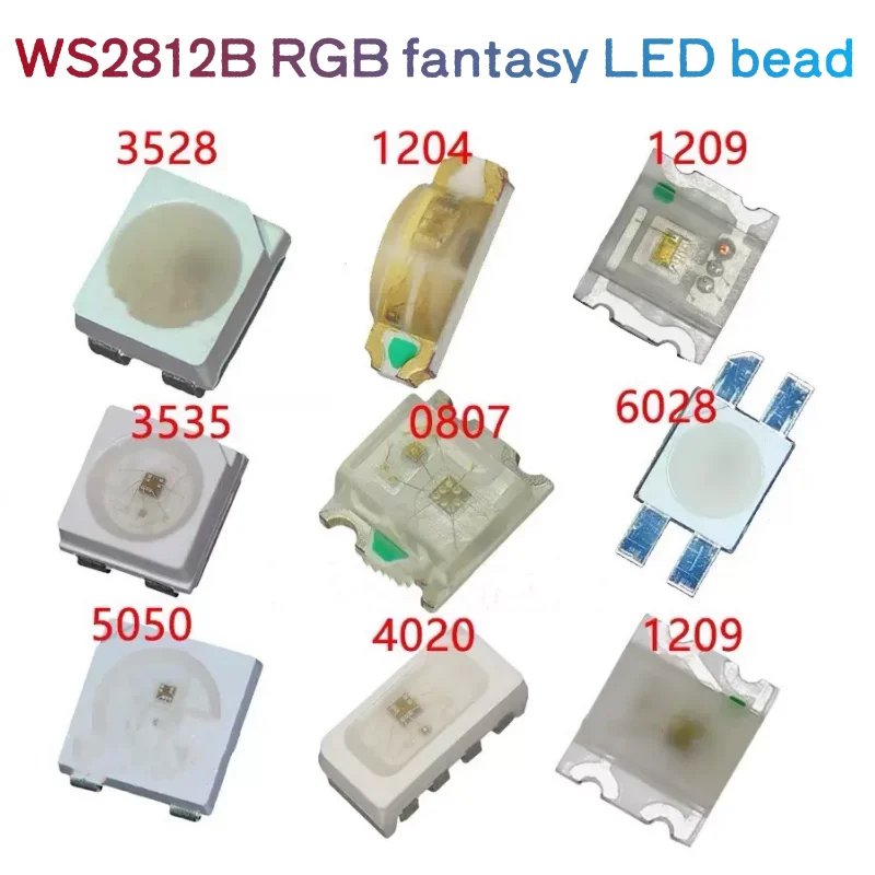 50pcs Ws2812b 5v  5050 3528 4020 1204 1209 0807 2020 Mini Smd Led Chip Addressable Digital Pixel Rgb Full Color Led Diode Lamp