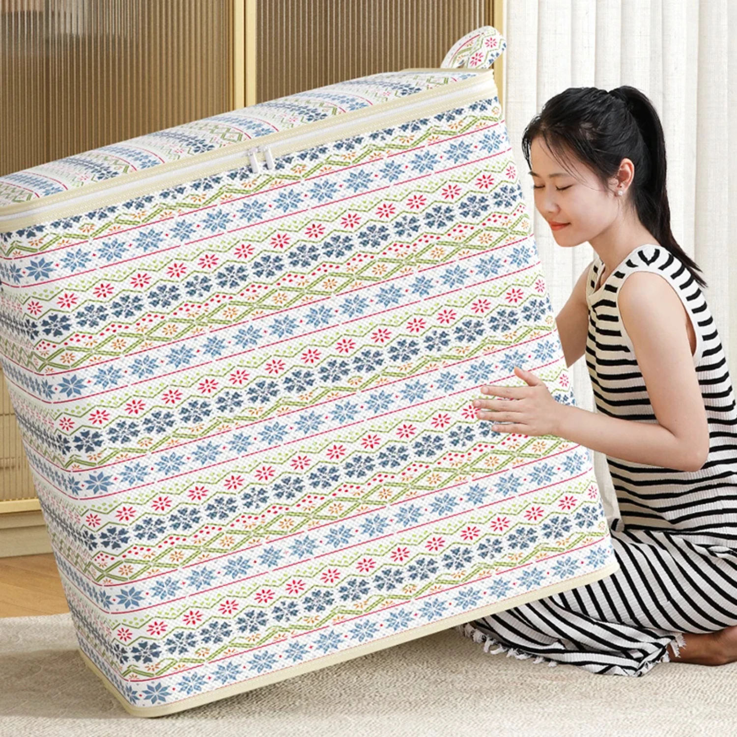 Large Capacity Folding Non-woven Clothing Quilt Storage Organizer for Dormitories and Bedrooms