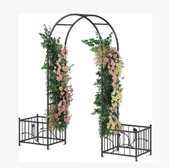 Garden Arch, black for outdoor climbing plants, lawns, patios and backyards, wedding wrought iron