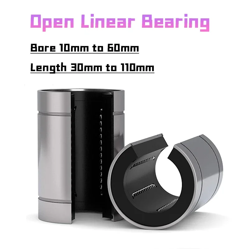 SIGU Peijian 1pc LM-UU OP Bore 10mm To 60mm Linear Ball Bearings Open Type Linear Motion Ball Bearing For 3D Printer Machine