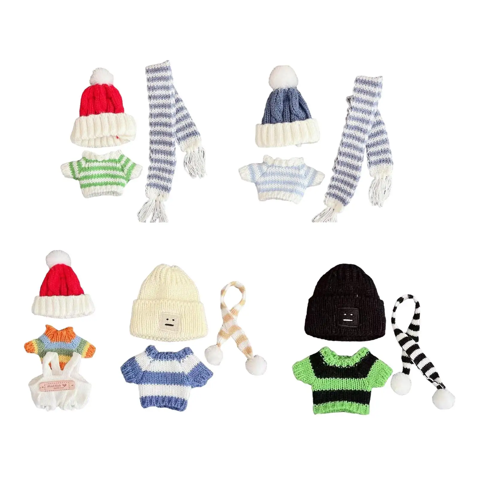 Doll Sweater Clothes Set,Cute Doll Clothes Suit,Christmas Birthday Gift,Hat Doll Outifits,Girl Doll Clothes for Pendant Doll