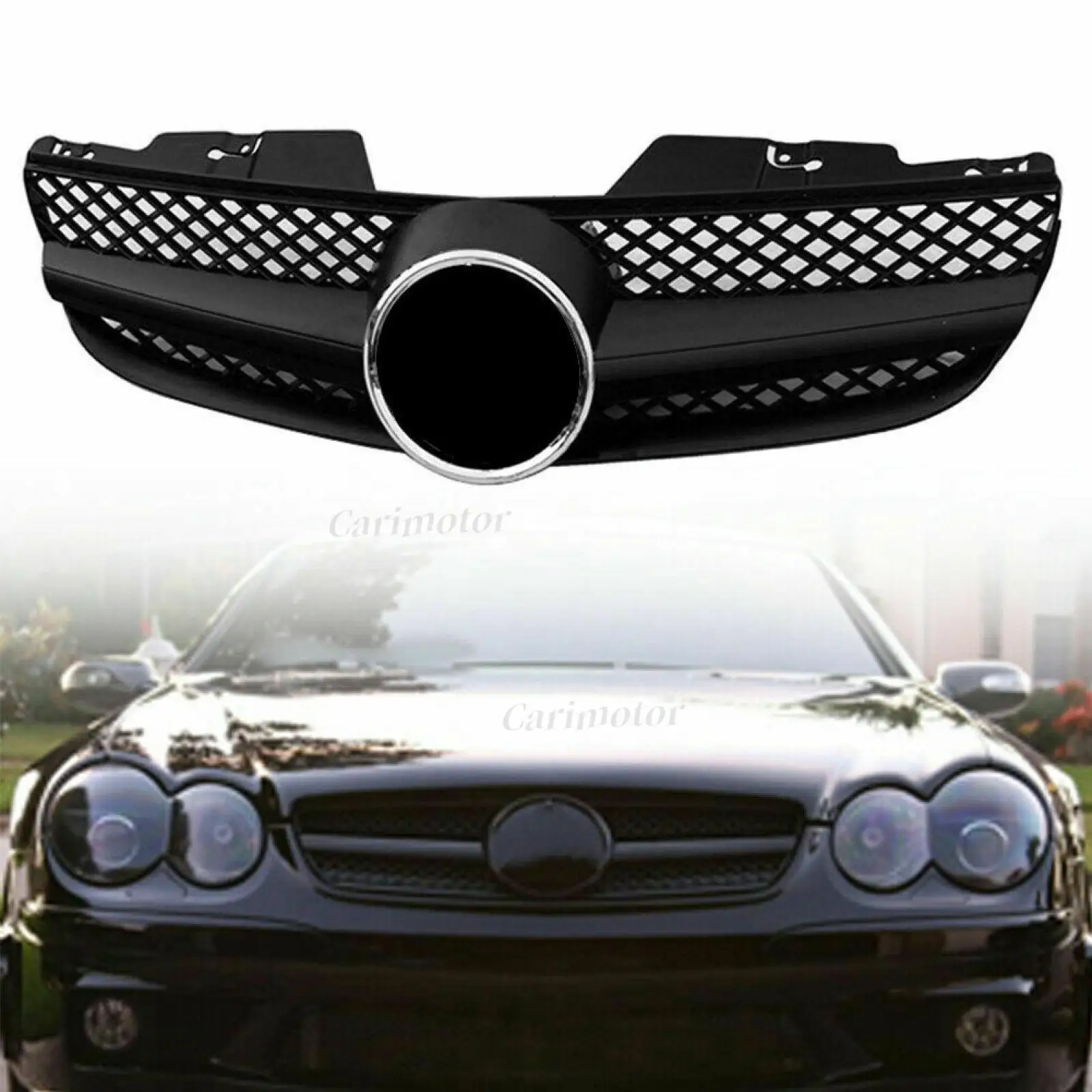 Car Front Racing Bumper Grille Mesh Black for Mercedes Benz R230 SL550 SL63 2007-2009