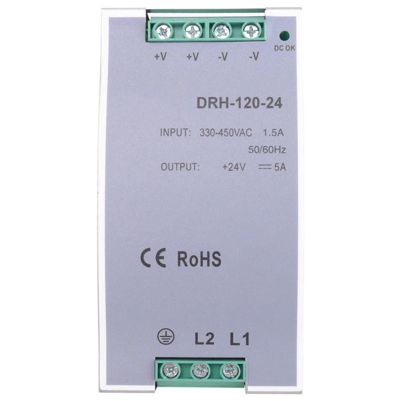 ●DRH-120-24 Switching Power Supply 380AC 120W Single Output 24V Industrial Din Rail Power Supply Switch