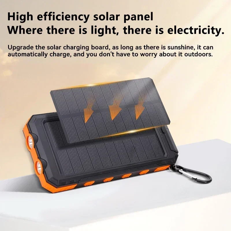 200000mAh Solar Power Bank Outdoor Wild Fishing Camping Large Capacity Backup Power Portable With Compass Supply Rapid Charging