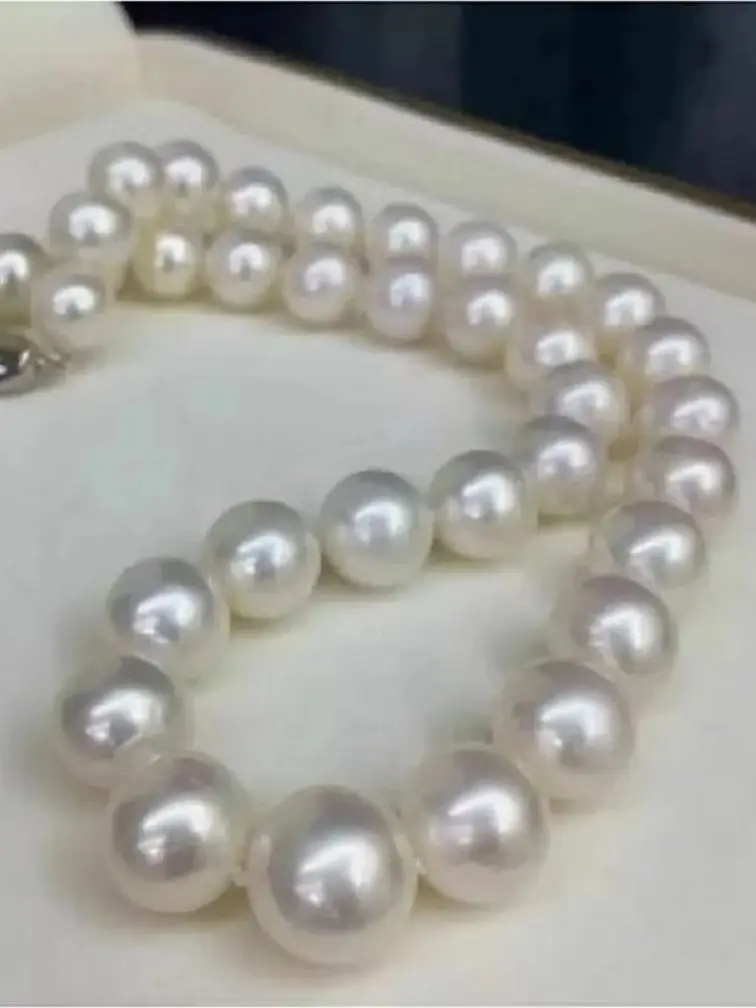 Gorgeous Jewelry AAAA 9-10mm Round Natural South Sea White Pearl Necklace 16----26 in 925-