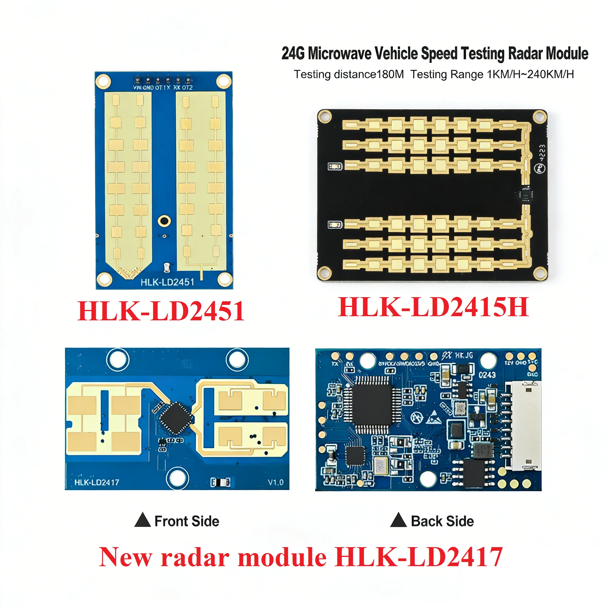HLK-LD2417 HLK-LD2451 HLK-LD2415H 24G Millimeter Radar Sensor Module Vehicle Speed Angle Distance Detection Car Detection