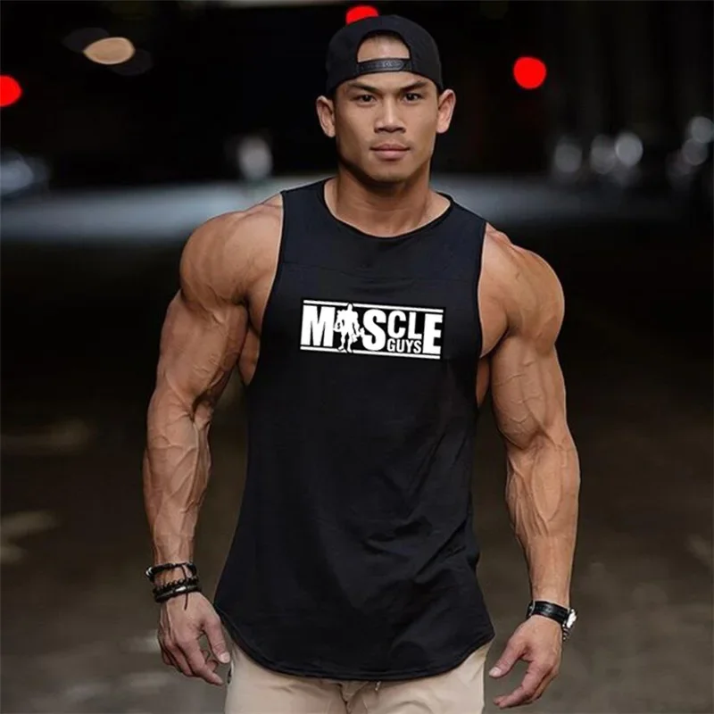 Herren Sommer Baumwoll-Workout-Tanktops, Ärmellose Bodybuilding-Singlets, Atmungsaktive Lose Muskelshirts für Fitness
