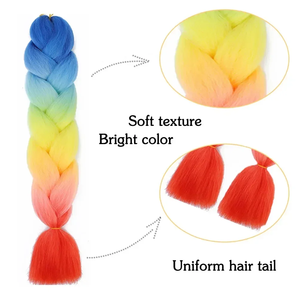 24 Inch Jumbo Braids Extensions Synthetic Braiding Hair Afro Ombre Color kanekalon Hair for Children Braid