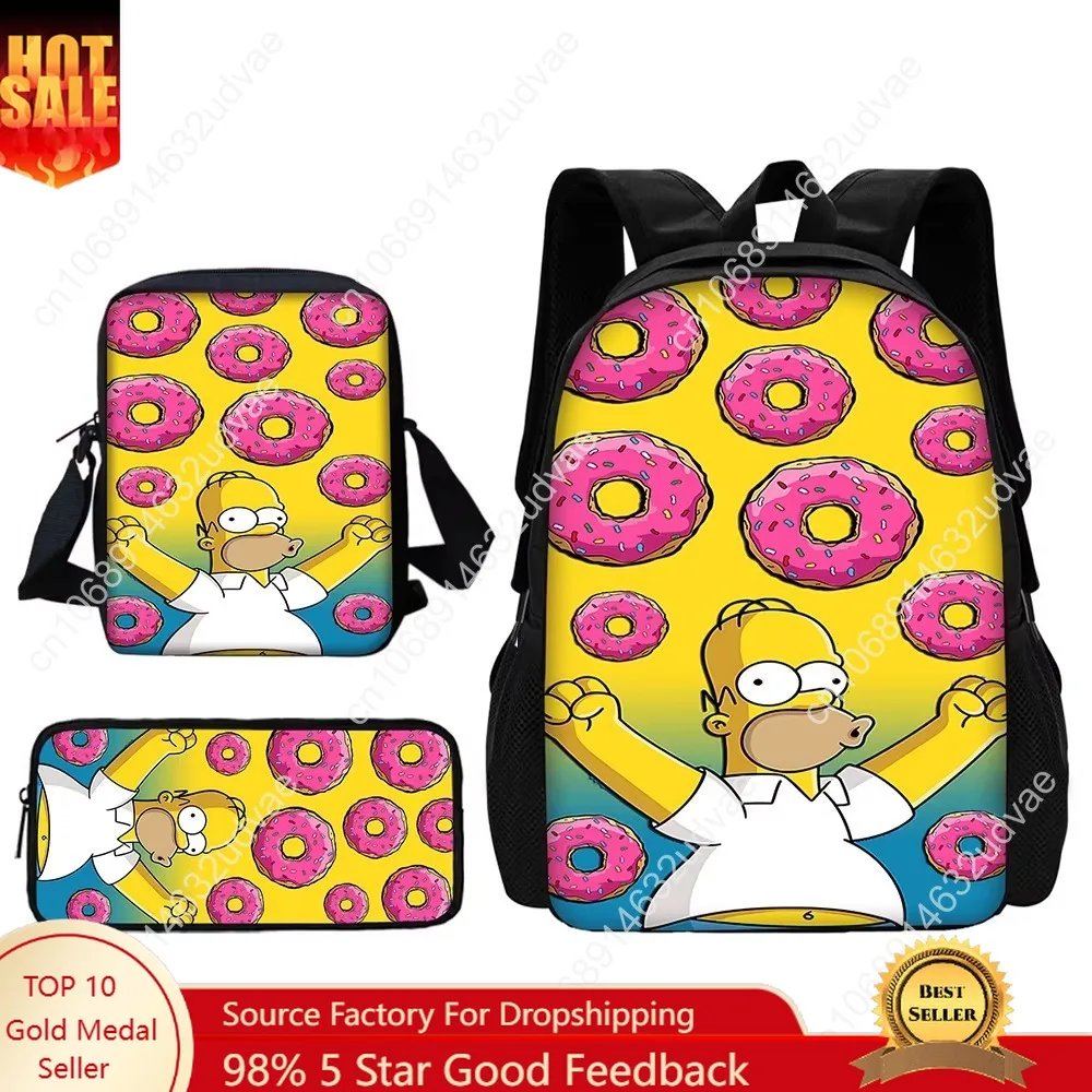 Funny Cartoon Homer S-simpson Family School Bag For Boy Girls with Shoulder Bags Pencil box Cartoon Backpack for Child