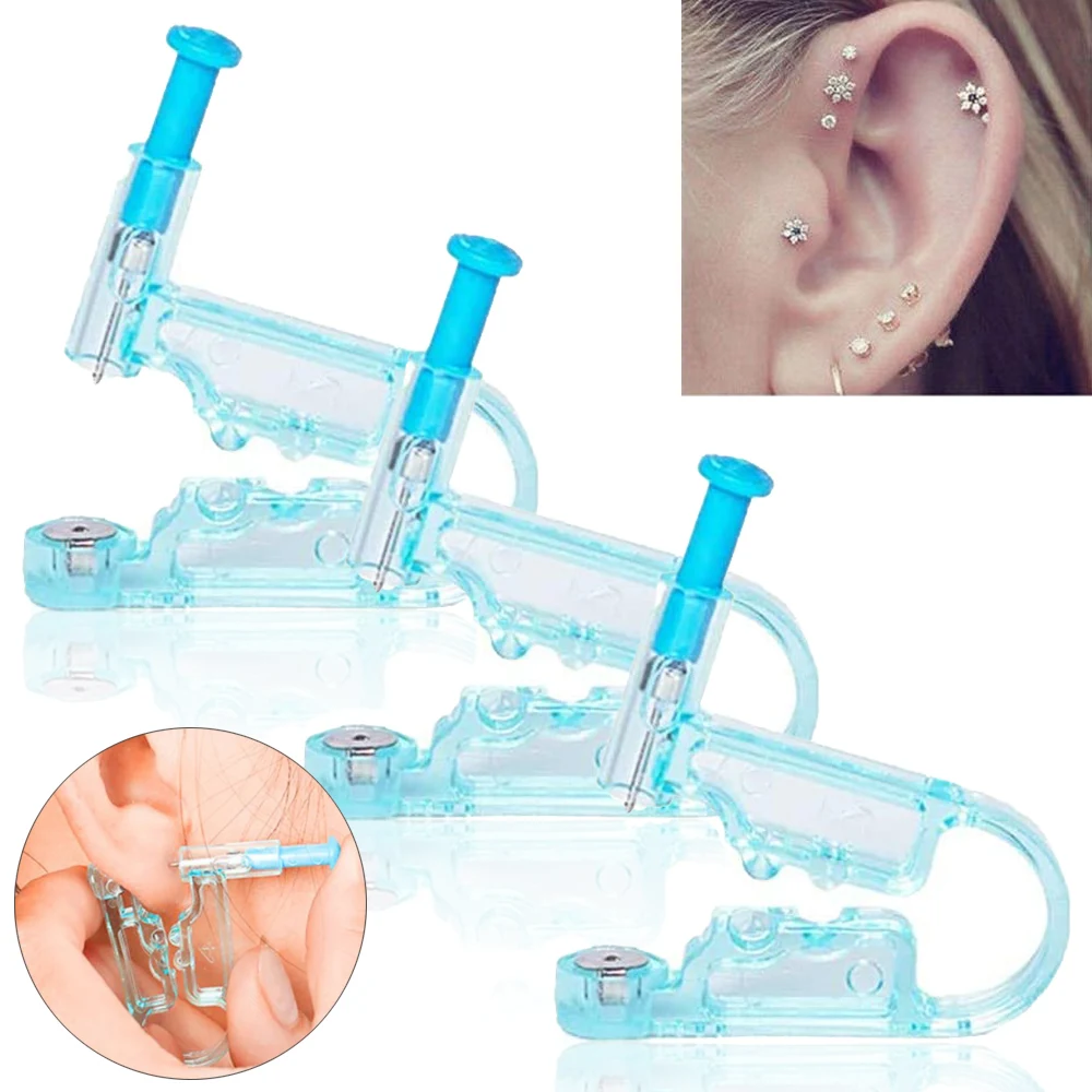 Ear Piercing Gun Kit Disposable Healthy Safety Earring Piercer Tool Machine Kit U-Shaped Low Pain Nose Ear Studs Makeup Supplies