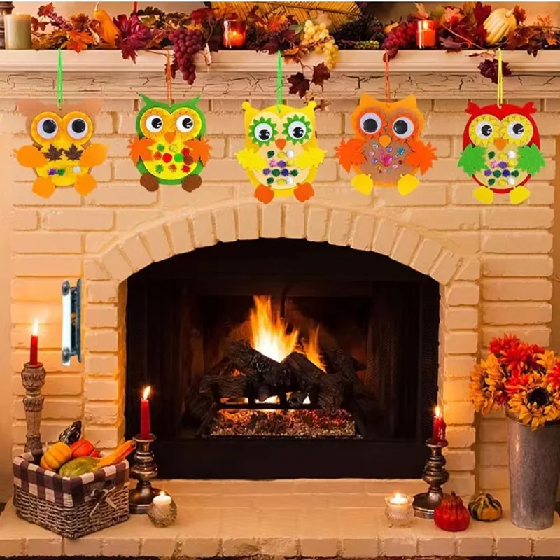 6 PCS Garland Kit Holiday Party Supplies Festive Decoration Nonwoven Owl Pendant Atmosphere Animal Patch Felt Fabric Small