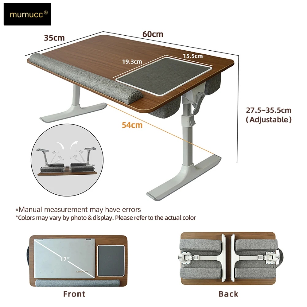 Foldable Bed Desk Adjustable Height Portable Lap Desk New Arrival for Dorm Student Non-Slip Mouse Pad Space Saving Sofa MUMUCC