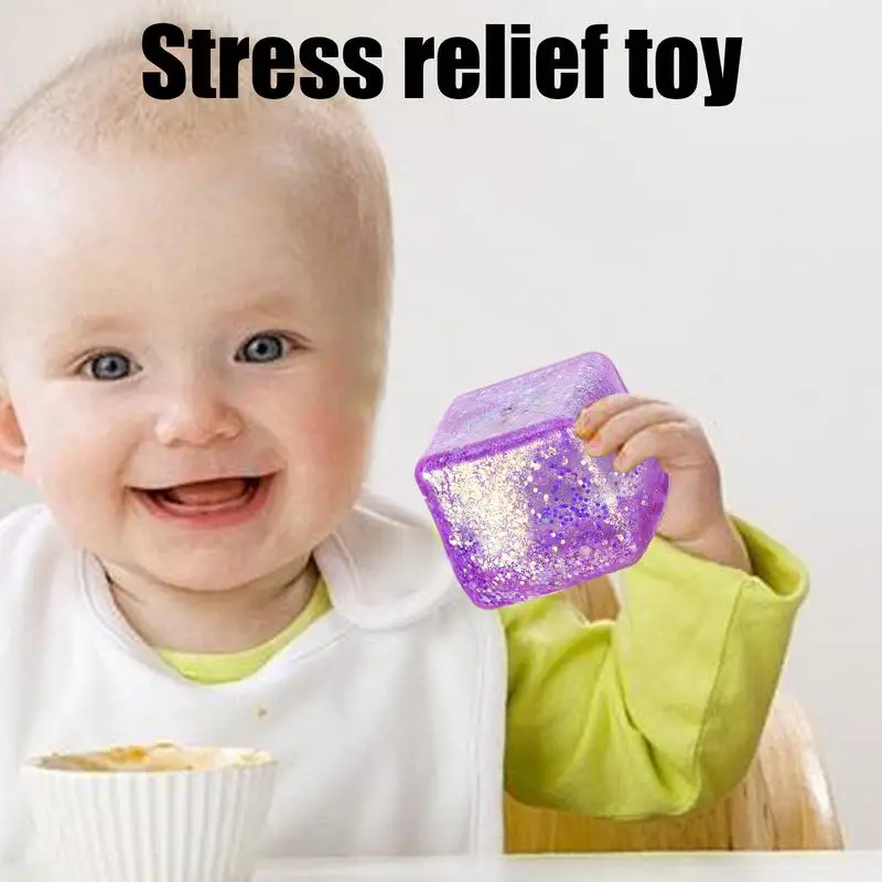 Cubo di malta Giocattolo da spremere antistress D ecompressione Piccoli cubetti di ghiaccio Antistress Rimbalzo lento Luce polare Blocco TPR da spremere colorato