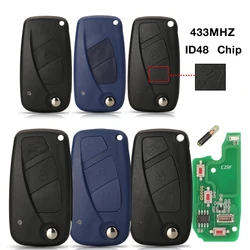 Jingyuqin 2/3BTN 433MHZ Megamos ID48 Chip trawiasty składana klapka zdalnie sterowanym samochodowym brelok do Lancia Ypsilon Uncut SIP22 Blade