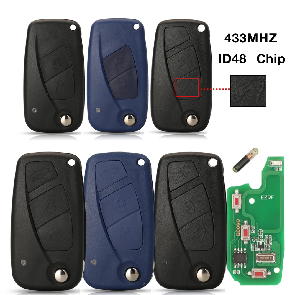 jingyuqin 2/3BTN 433MHZ Megamos ID48 grass Chip Folding Flip Remote Control Car Key FOB For Lancia Ypsilon Uncut SIP22 Blade