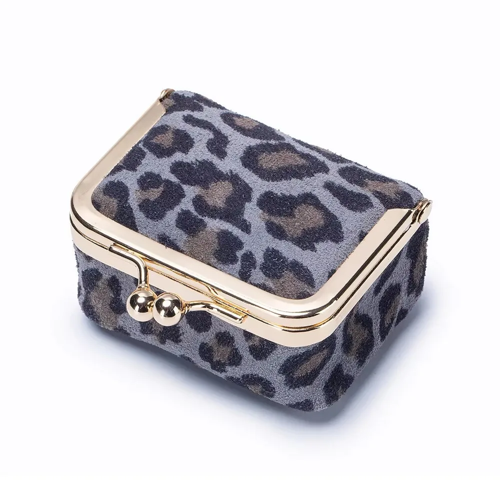 Lady Coin Wallet Earring Organizer Coin Purse Woman Coin Purse New Leopard Print Leather Clutch Diamond Ring Jewelry Bag