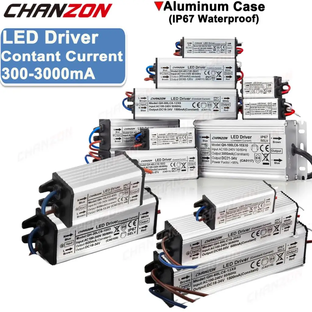 Constant Current Led Light Waterproof Ip67 Driver 10W 20W 36W 50W 100W 300Ma 450Ma 600Ma 900Ma 1500Ma Power Supply