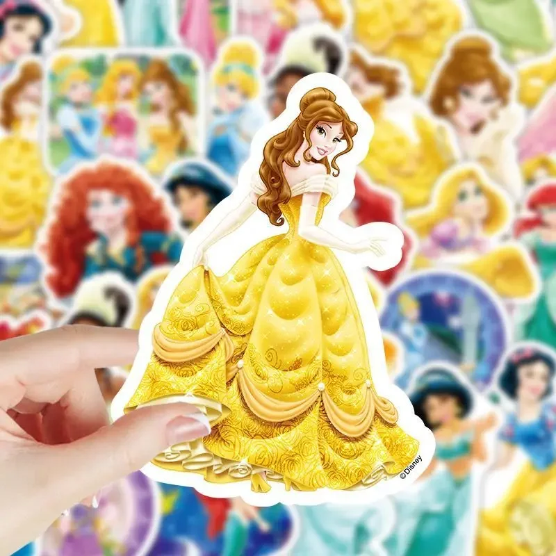 50PCS Cute Cartoon Disney Princess Notebook Water Cup Mobile Phone Case Computer Guitar Luggage Refrigerator Stickers Wholesale