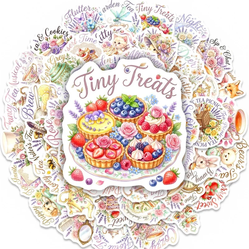 10/30/50PCS Watercolor Sweet Afternoon Tea Sticky PVC Sticker DIY Laptop Luggage Skateboard Decoration Scrapbooking