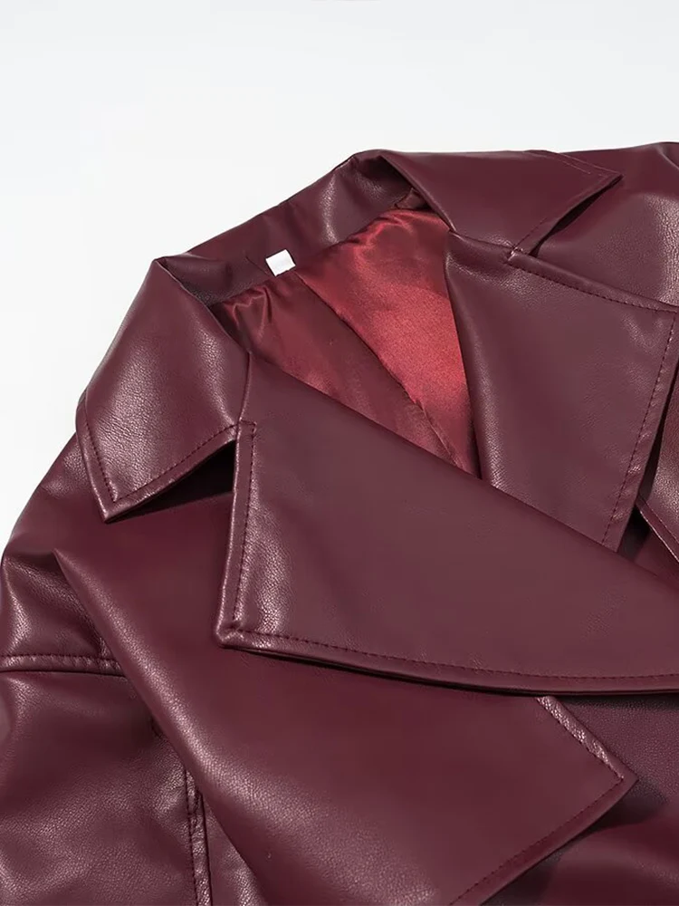 New European-style women's fashion: a versatile and stylish long leather coat with a flattering, figure-slimming design.