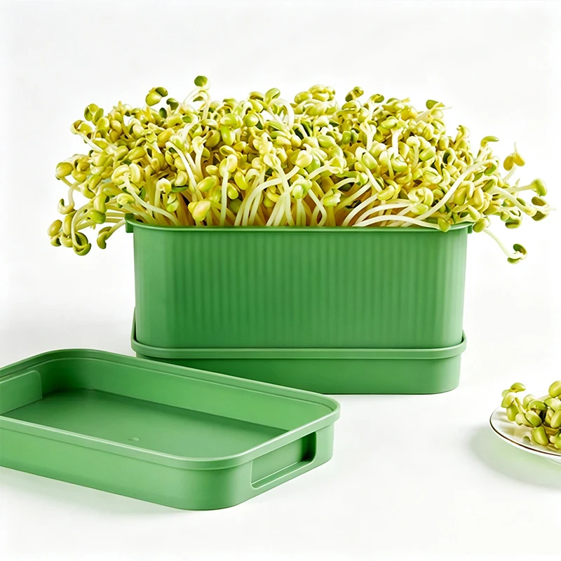 Seed Sprout Tray Garden Hydroponic Sprouting Box for Pea Bean Peanut Reusable Rectangle Seedling Trays with Drainage Holes
