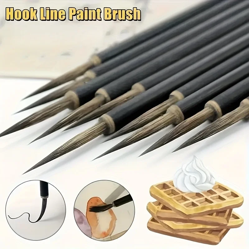 3Pcs/6pcs Professional Chinese Painting Brushes Set, Fine Detail Brushes for Line Tracing, Flower & Bird Gold Style, Traditional