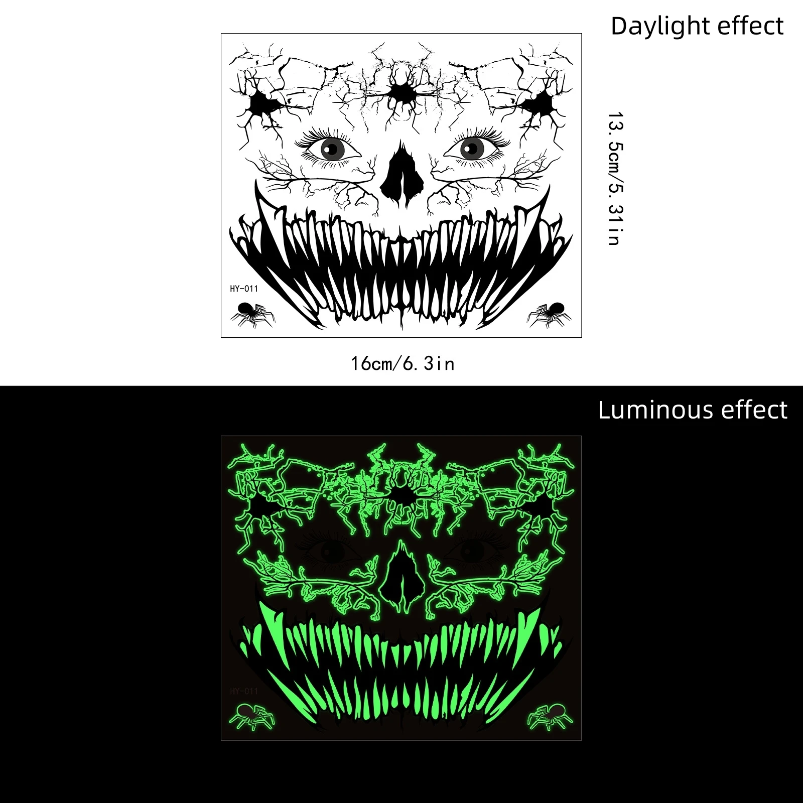 

Luminous Halloween Scary Mouth Temporary Tattoos Stickers Glow In The Dark Tattoo Face Stickers For Halloween Party
