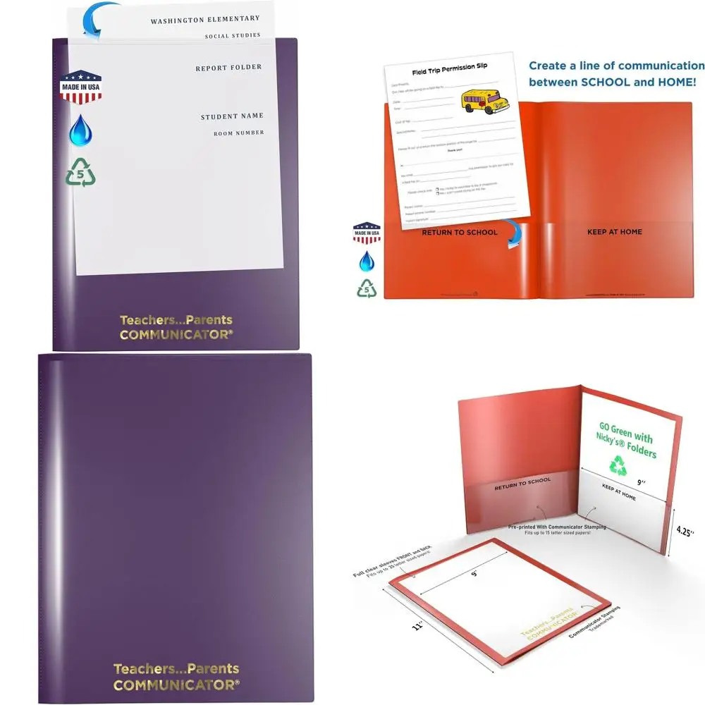 

Metallic Violet Communicator Folders - Tear-Resistant, 2 Pockets, 2 Sleeves, Letter Size, 24 Pack