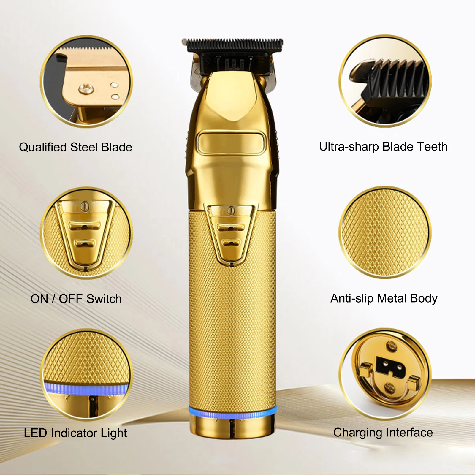 Professional Hair Trimmer For Men Barber Rechargeable Hair Clipper Cordless Hair Cutting Powerful Machine Hair Beard Trimmer