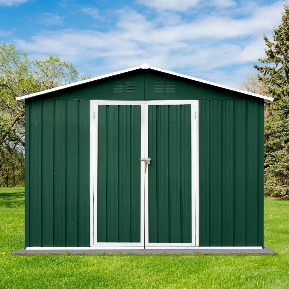 Imagem -03 - Armazenamento Exterior Shed com Double Lock Door Cacifos de Metal Exterior Jardim Building Tools Supplies