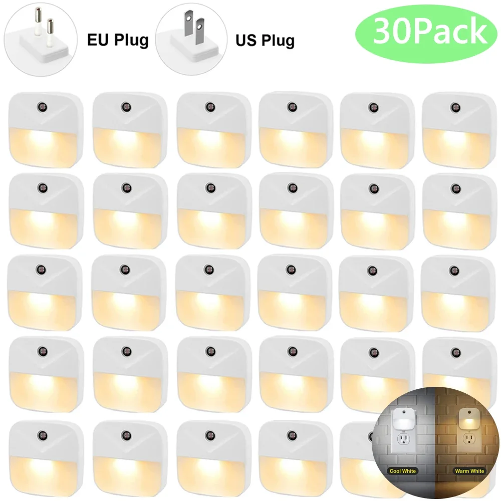 LED Night Light EU US Plug Wireless Light control Sensor Dusk-to-Dawn Night Lights For Baby Kids Bedside Bedroom Corridor Lamp