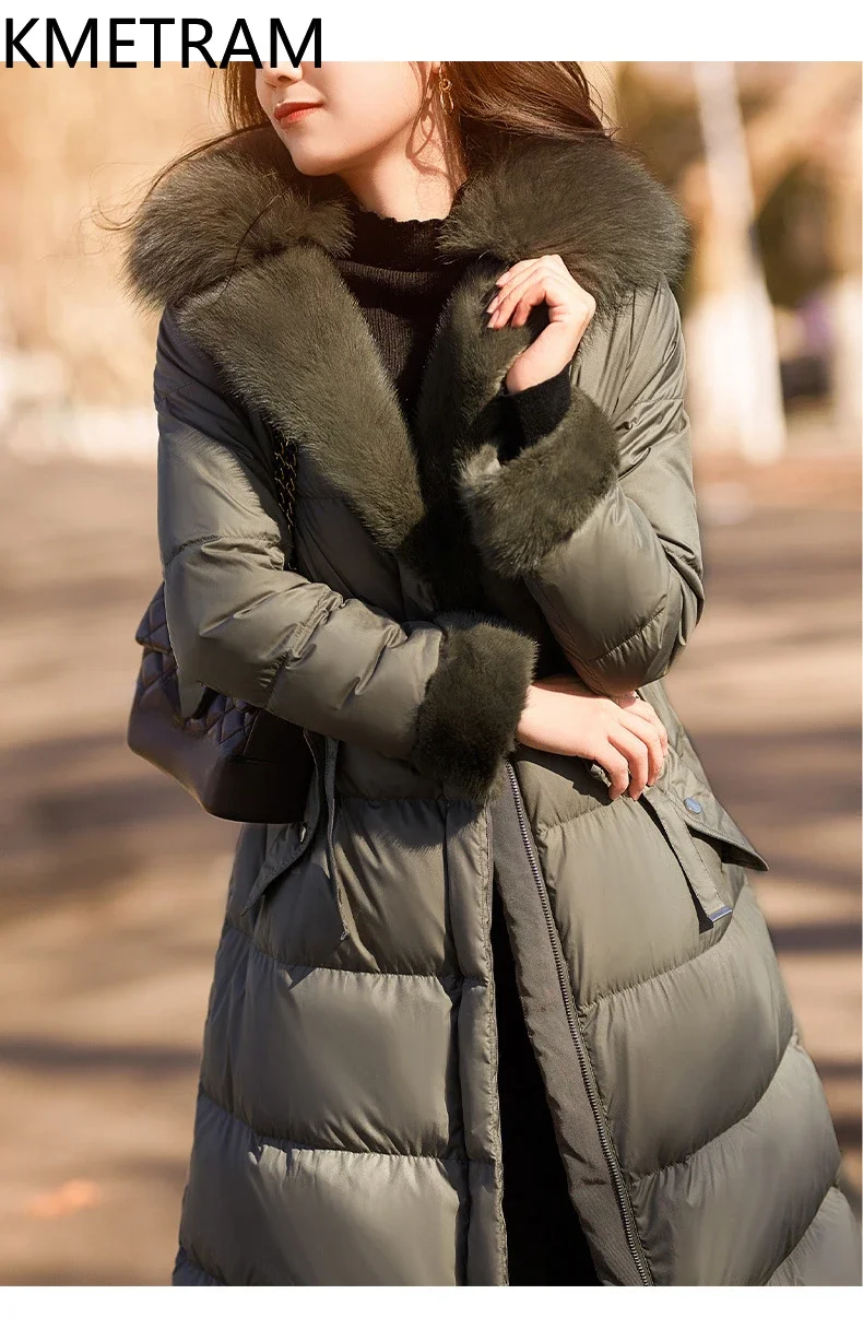 KMETRAM Gänsedaunenjacken, Fuchs mit Nerzpelzkragen, Daunenmantel, elegante Pufferjacke, Winterkleidung für Damen, 2024, Jaхок Ж Diego