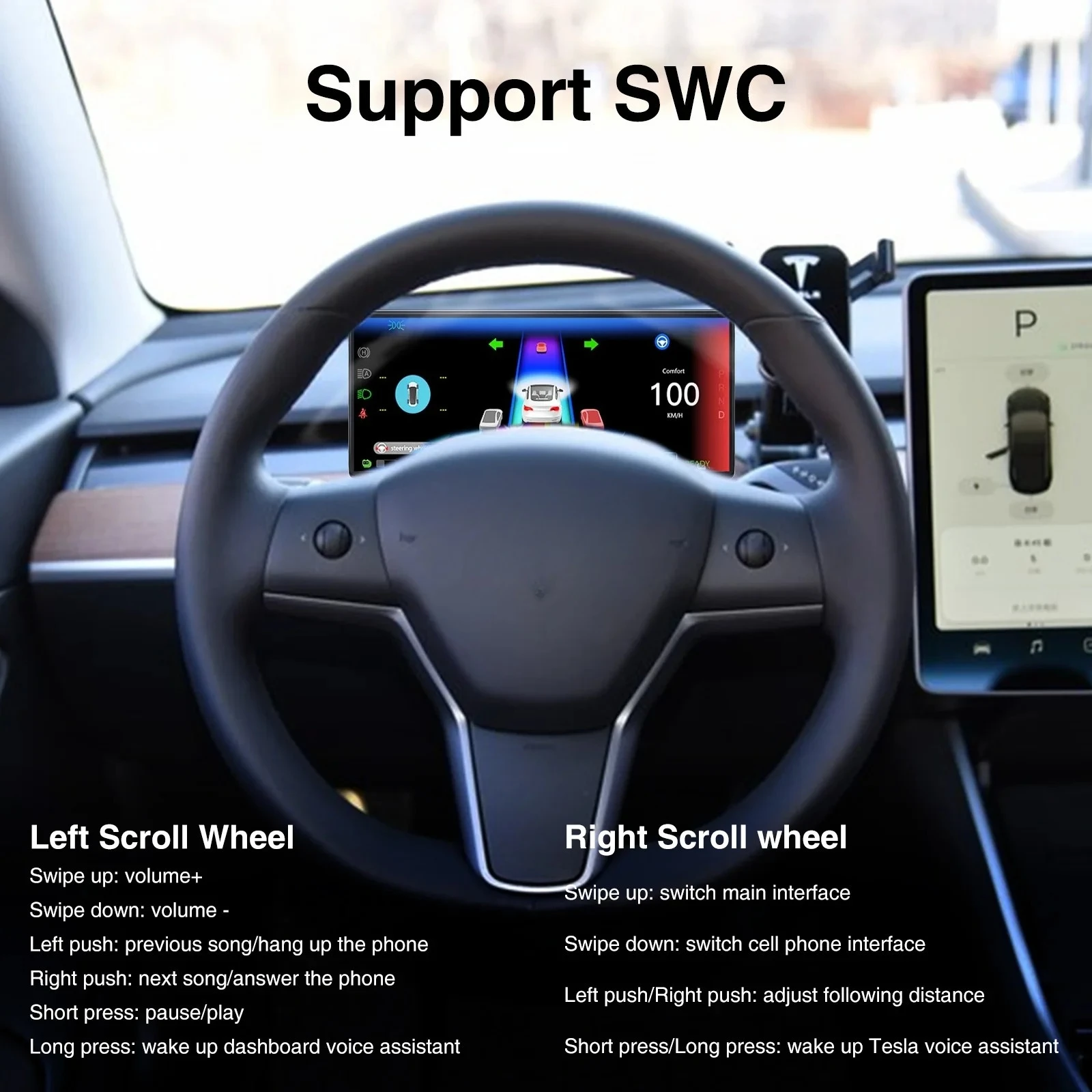 Pantalla frontal para Tesla Model Y 2017-2025 Juniper Model 3 2021-2025 Highland Carplay velocímetro y pantalla del tablero de la cámara