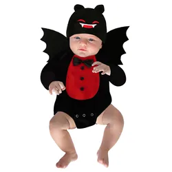 Umorden, disfraz de murciélago de Halloween para bebés, niños y niñas, pelele, mono, sombrero con alas, conjunto de 3 uds, disfraces de vampiro diablo polar