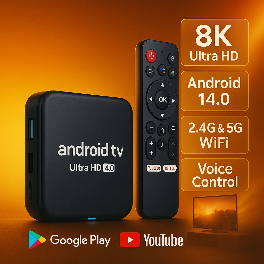 8K Android 14 TV Box RK3518 WiFi 6 BT مشغل الوسائط الذكي التحكم الصوتي Google Play Netflix YouTube Set Top Box المسرح المنزلي