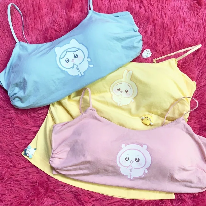 Anime Chiikawa Camisole Top Built in Bra Pads Adjustable Shoulder Straps Soft Breathable Comfy Skin Friendly Slim Fit Versatile