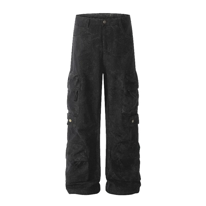 OR FL Aging 100 Cotton Women Cargo Trousers American Street Trendy Brand Slacks Women's Baggy Wide Leg Pants Waste Soil Y2k