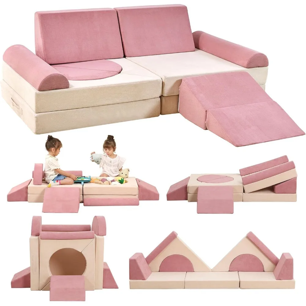 Kids Couch, 12PCS Modular Kids Play Couch, Convertible Kids Foam Climbing Play Set, Imaginative Creative Play Sofa