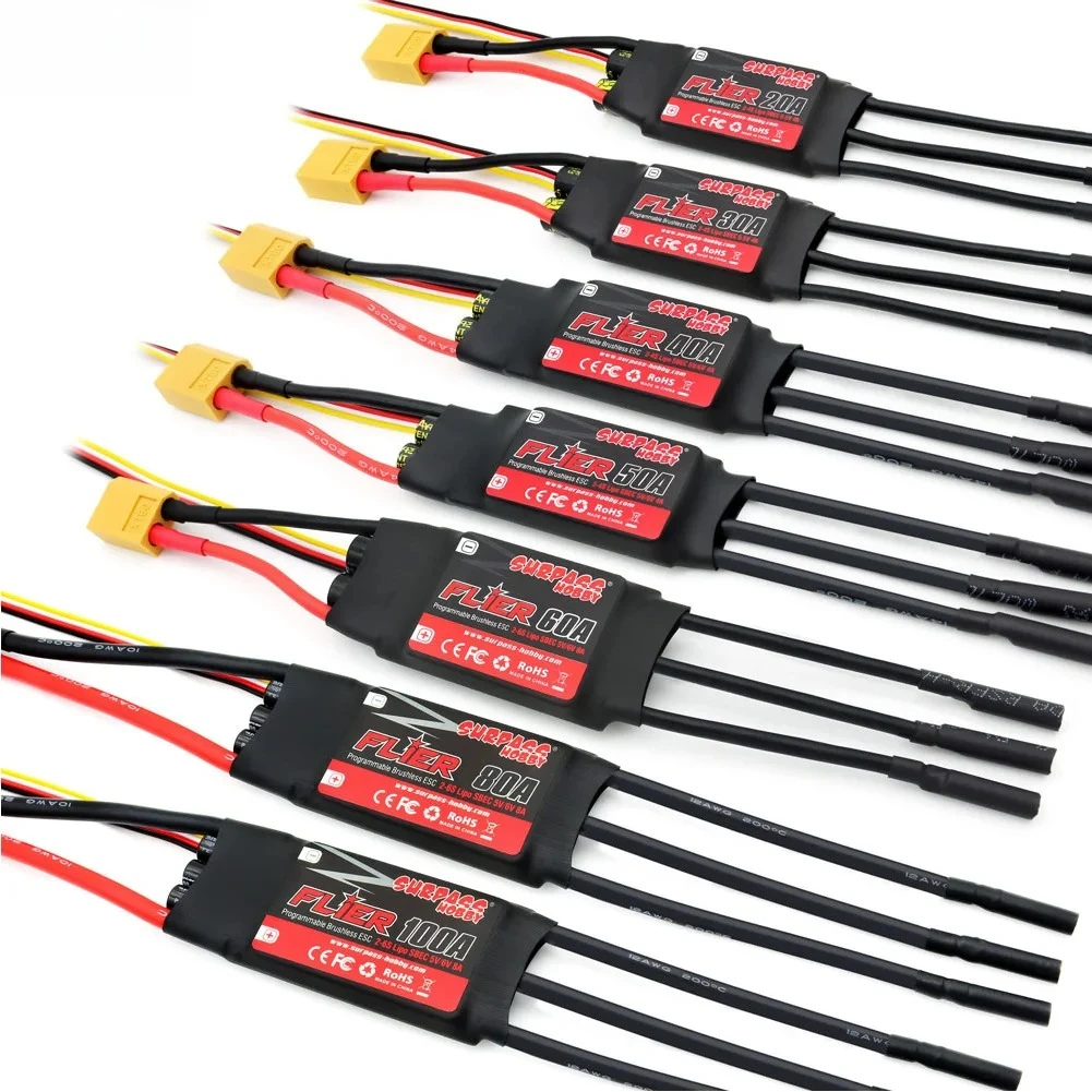 Multi Current Flier Brushless ESC Stable Voltage BEC 2~6S LiPo Electronic Speed Controller For Fixed Wing RC Heli Hobby Parts